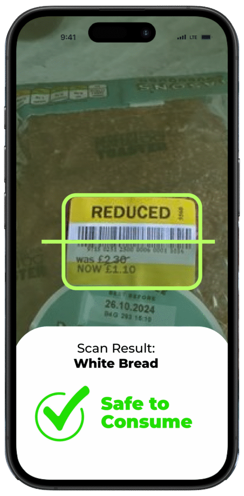 App showing safe to consume